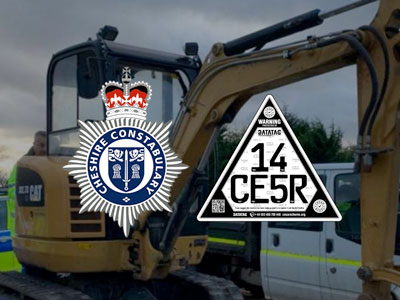 STOLEN EXCAVATOR WORTH £19,000 REUNITED WITH OWNER THANKS TO CHESHIRE RURAL CRIME TEAM AND CESAR MARKING SCHEME